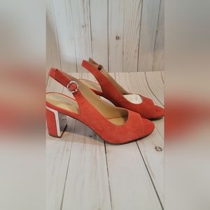 Womans size 8 coral open toe alfani Step Flex 3' heel